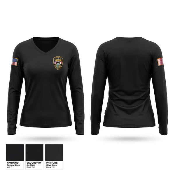 Womens Long Sleeve Vneck Shirt, Fairmont Police Department, Police, Teamtime, Team time, sublimation, custom sports apparel, team uniforms, spirit wear, spiritwear, sports uniforms, custom shirts, team store, custom team store, fundraiser sports, apparel fundraiser