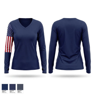 Womens Long Sleeve Vneck Shirt, Fire district13, Fire Department, Teamtime, Team time, sublimation, custom sports apparel, team uniforms, spirit wear, spiritwear, sports uniforms, custom shirts, team store, custom team store, fundraiser sports, apparel fundraiser