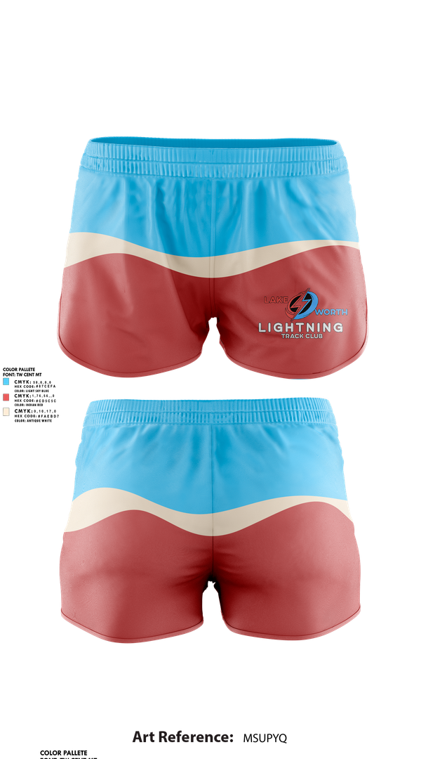 Womens Shorts, Lightning, Track & Field, Teamtime, Team time, sublimation, custom sports apparel, team uniforms, spirit wear, spiritwear, sports uniforms, custom shirts, team store, custom team store, fundraiser sports, apparel fundraiser