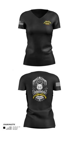 Womens Short Sleeve Vneck Shirt, 422nd Military Police Company, Army, Teamtime, Team time, sublimation, custom sports apparel, team uniforms, spirit wear, spiritwear, sports uniforms, custom shirts, team store, custom team store, fundraiser sports, apparel fundraiser