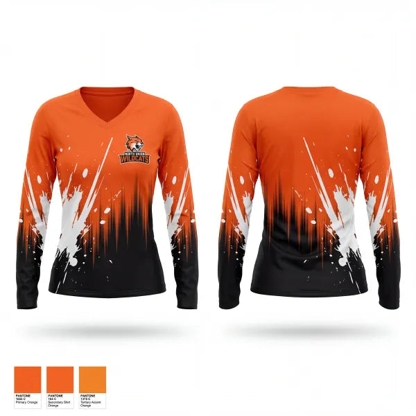 Womens Long Sleeve Vneck Shirt, North Union, Men's Basketball, Teamtime, Team time, sublimation, custom sports apparel, team uniforms, spirit wear, spiritwear, sports uniforms, custom shirts, team store, custom team store, fundraiser sports, apparel fundraiser