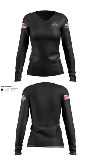 Womens Long Sleeve Vneck Shirt, Rapid Emergency Management, EMS/EMT, Teamtime, Team time, sublimation, custom sports apparel, team uniforms, spirit wear, spiritwear, sports uniforms, custom shirts, team store, custom team store, fundraiser sports, apparel fundraiser