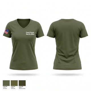 Womens Short Sleeve Vneck Shirt, Comal County Sheriff’s Office, Police, Teamtime, Team time, sublimation, custom sports apparel, team uniforms, spirit wear, spiritwear, sports uniforms, custom shirts, team store, custom team store, fundraiser sports, apparel fundraiser
