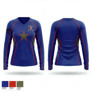 Womens Long Sleeve Vneck Shirt, Recruiting Station Houston, Marines, Teamtime, Team time, sublimation, custom sports apparel, team uniforms, spirit wear, spiritwear, sports uniforms, custom shirts, team store, custom team store, fundraiser sports, apparel fundraiser