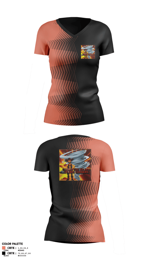 Women's Short Sleeve Vneck Shirt, Ride The Storm Storm Chasers, , Teamtime, Team time, sublimation, custom sports apparel, team uniforms, spirit wear, spiritwear, sports uniforms, custom shirts, team store, custom team store, fundraiser sports, apparel fundraiser