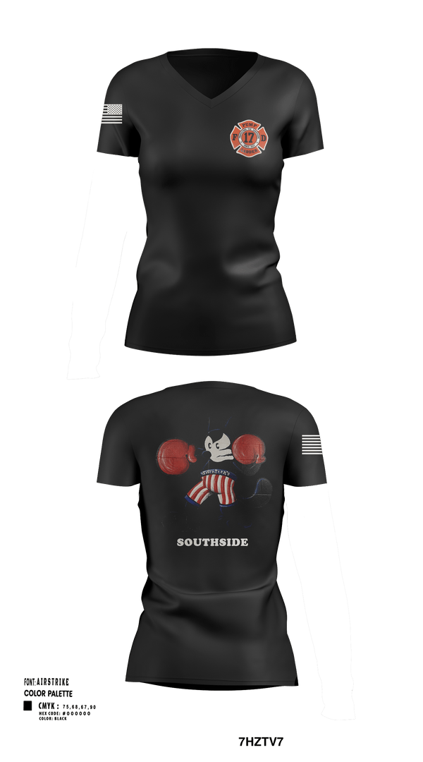 Women's Short Sleeve Vneck Shirt, Station 17, Fire Department, Teamtime, Team time, sublimation, custom sports apparel, team uniforms, spirit wear, spiritwear, sports uniforms, custom shirts, team store, custom team store, fundraiser sports, apparel fundraiser
