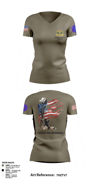 962D QUARTERMASTER COMPANY (MORTUARY AFFAIRS) 48662806 Women's Short Sleeve V-neck Shirt - 7
