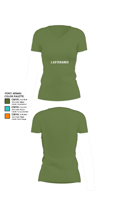 LadySharks 43984215 Women's Short Sleeve V-neck Shirt - 14