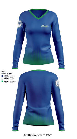 Women's Long Sleeve Vneck Shirt, Future Stars Summer Camps at Old Westbury, Spirit Store, Teamtime, Team time, sublimation, custom sports apparel, team uniforms, spirit wear, spiritwear, sports uniforms, custom shirts, team store, custom team store, fundraiser sports, apparel fundraiser