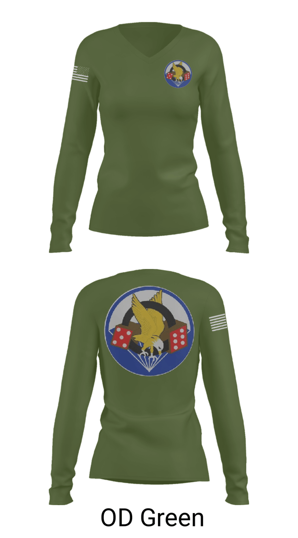 Women's Long Sleeve Vneck Shirt, 506th PIR, Army, Teamtime, Team time, sublimation, custom sports apparel, team uniforms, spirit wear, spiritwear, sports uniforms, custom shirts, team store, custom team store, fundraiser sports, apparel fundraiser
