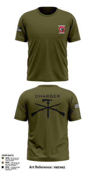 Old School Cotton Feel Shirt, Charger Co. / 2-112th Infantry Battalion, National Guard, Teamtime, Team time, sublimation, custom sports apparel, team uniforms, spirit wear, spiritwear, sports uniforms, custom shirts, team store, custom team store, fundraiser sports, apparel fundraiser