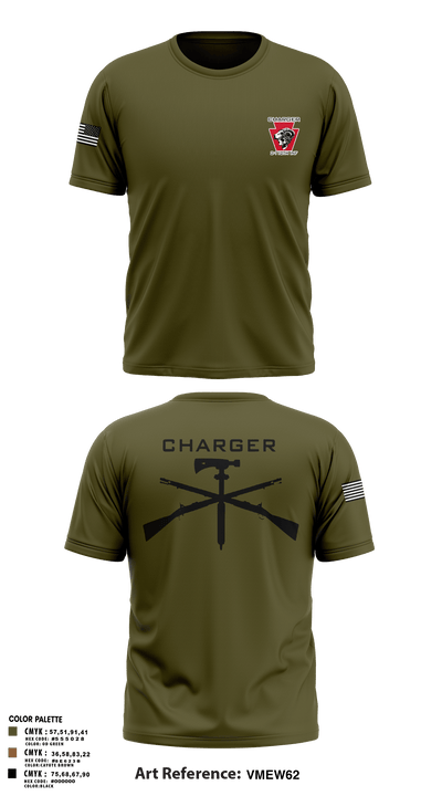 Charger Co. / 2-112th Infantry Battalion 37738588 Old School Cotton Feel Shirt - 1