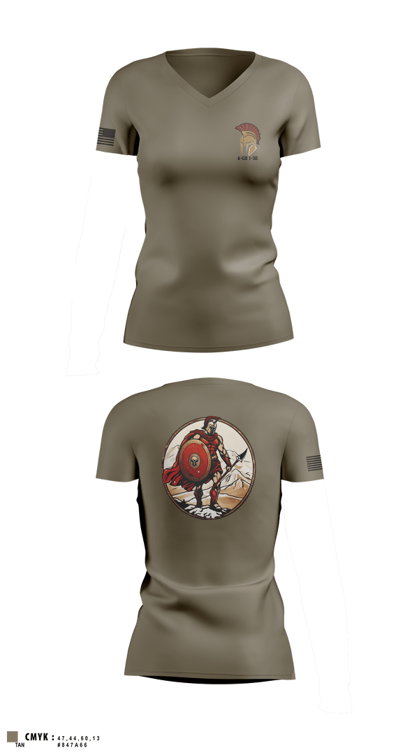 Women's Short Sleeve Vneck Shirt, A-CO 1-32, Army, Teamtime, Team time, sublimation, custom sports apparel, team uniforms, spirit wear, spiritwear, sports uniforms, custom shirts, team store, custom team store, fundraiser sports, apparel fundraiser