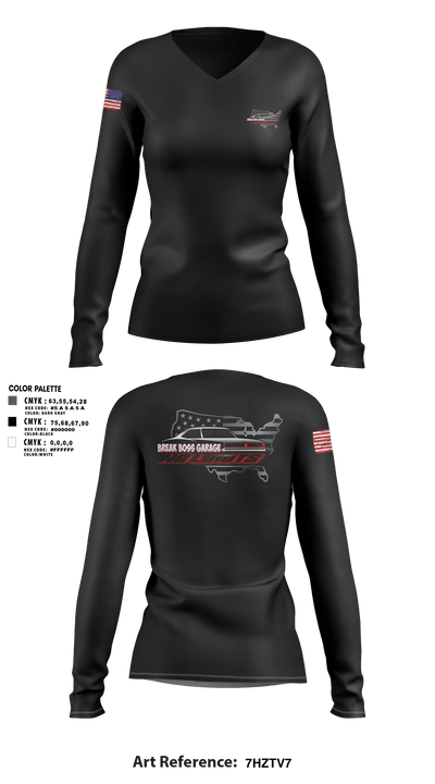 Brake Boss Garage 54438287 Women's Long Sleeve V-neck Shirt - 3
