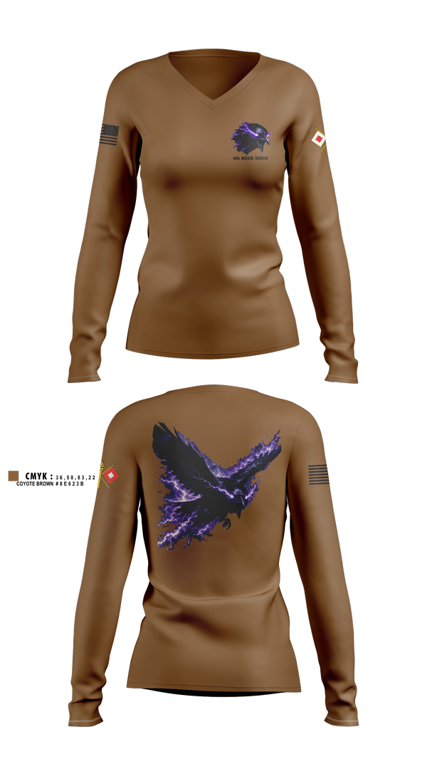 Womens Long Sleeve Vneck Shirt, 4th MDEB SigCo, Army, Teamtime, Team time, sublimation, custom sports apparel, team uniforms, spirit wear, spiritwear, sports uniforms, custom shirts, team store, custom team store, fundraiser sports, apparel fundraiser