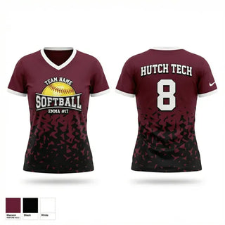 Womens Short Sleeve Vneck Shirt, Hutch Tech Softball, Softball, Teamtime, Team time, sublimation, custom sports apparel, team uniforms, spirit wear, spiritwear, sports uniforms, custom shirts, team store, custom team store, fundraiser sports, apparel fundraiser