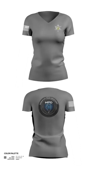 Manhattan Police Department 25505954 Women's Short Sleeve V-neck Shirt - 141