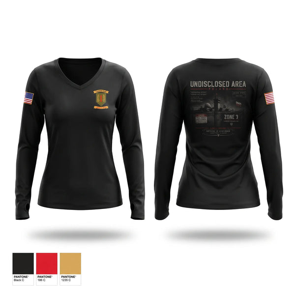 Womens Long Sleeve Vneck Shirt, 1st Infantry Division Sustainment Brigade, Army, Teamtime, Team time, sublimation, custom sports apparel, team uniforms, spirit wear, spiritwear, sports uniforms, custom shirts, team store, custom team store, fundraiser sports, apparel fundraiser