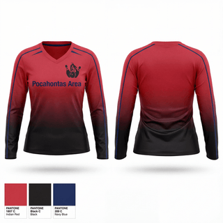 Womens Long Sleeve Vneck Shirt, Pocahontas Area, Bowling, Teamtime, Team time, sublimation, custom sports apparel, team uniforms, spirit wear, spiritwear, sports uniforms, custom shirts, team store, custom team store, fundraiser sports, apparel fundraiser