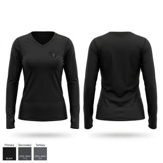 Womens Long Sleeve Vneck Shirt, COEUR D'ALENE TRIBE POLICE, Police, Teamtime, Team time, sublimation, custom sports apparel, team uniforms, spirit wear, spiritwear, sports uniforms, custom shirts, team store, custom team store, fundraiser sports, apparel fundraiser