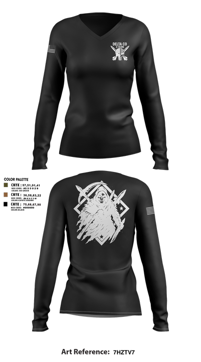 D CO 2-153 Women's Long Sleeve V-neck Shirt - 3