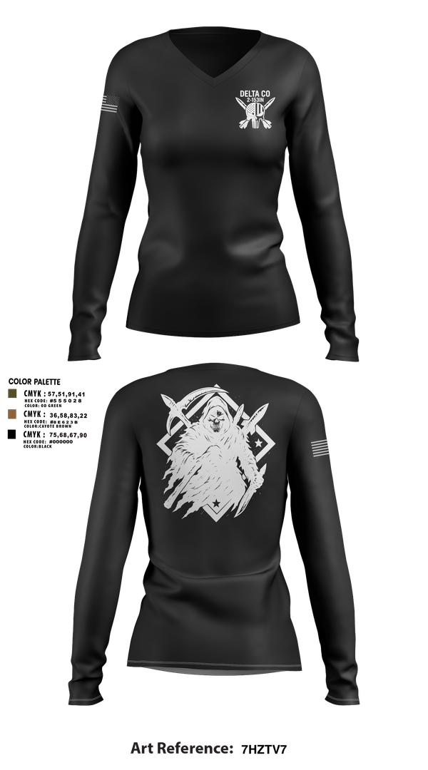 Womens Long Sleeve Vneck Shirt, , National Guard, Teamtime, Team time, sublimation, custom sports apparel, team uniforms, spirit wear, spiritwear, sports uniforms, custom shirts, team store, custom team store, fundraiser sports, apparel fundraiser