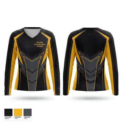 Post Falls American Legion Baseball 34164185 Women's Long Sleeve V-neck Shirt - 1