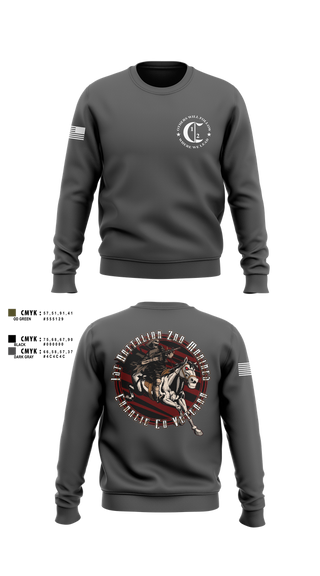 Crew Neck Sweatshirt, 1st Battalion 2nd Marines Charlie Co Veteran, Marines, Teamtime, Team time, sublimation, custom sports apparel, team uniforms, spirit wear, spiritwear, sports uniforms, custom shirts, team store, custom team store, fundraiser sports, apparel fundraiser