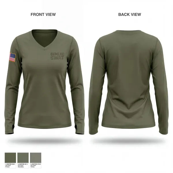 Womens Long Sleeve Vneck Shirt, SEMLEC SWAT, Police, Teamtime, Team time, sublimation, custom sports apparel, team uniforms, spirit wear, spiritwear, sports uniforms, custom shirts, team store, custom team store, fundraiser sports, apparel fundraiser