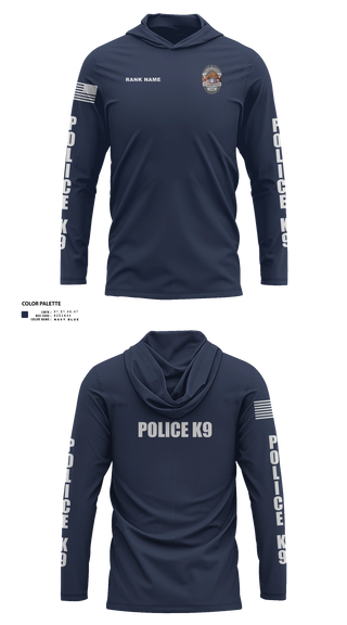 Long Sleeve Hooded Sun Shirt, St George Police K9, Police, Teamtime, Team time, sublimation, custom sports apparel, team uniforms, spirit wear, spiritwear, sports uniforms, custom shirts, team store, custom team store, fundraiser sports, apparel fundraiser