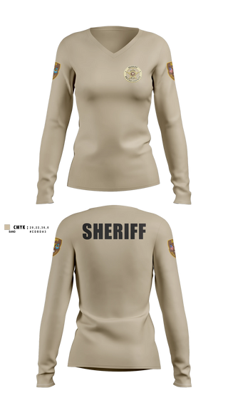 Womens Long Sleeve Vneck Shirt, Bryan County Sheriff’s Office, Police, Teamtime, Team time, sublimation, custom sports apparel, team uniforms, spirit wear, spiritwear, sports uniforms, custom shirts, team store, custom team store, fundraiser sports, apparel fundraiser