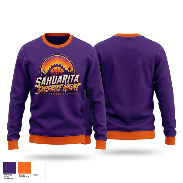 Crew Neck Sweatshirt, Sahuarita Desert Heat, Men's Basketball, Teamtime, Team time, sublimation, custom sports apparel, team uniforms, spirit wear, spiritwear, sports uniforms, custom shirts, team store, custom team store, fundraiser sports, apparel fundraiser