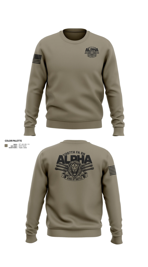 Crew Neck Sweatshirt, 1/487th FA BN, Army, Teamtime, Team time, sublimation, custom sports apparel, team uniforms, spirit wear, spiritwear, sports uniforms, custom shirts, team store, custom team store, fundraiser sports, apparel fundraiser