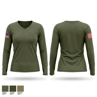 Womens Long Sleeve Vneck Shirt, K9, Police, Teamtime, Team time, sublimation, custom sports apparel, team uniforms, spirit wear, spiritwear, sports uniforms, custom shirts, team store, custom team store, fundraiser sports, apparel fundraiser