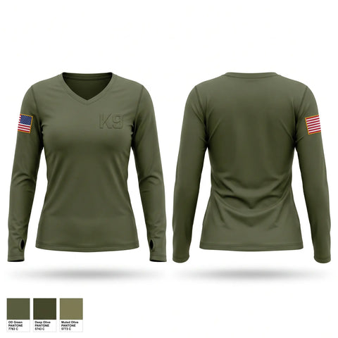 Womens Long Sleeve Vneck Shirt, K9, Police, Teamtime, Team time, sublimation, custom sports apparel, team uniforms, spirit wear, spiritwear, sports uniforms, custom shirts, team store, custom team store, fundraiser sports, apparel fundraiser