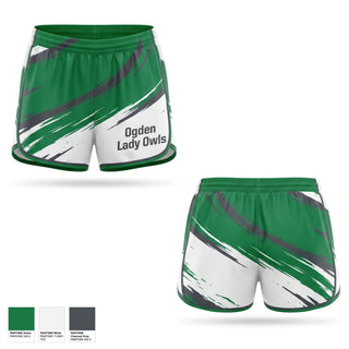 Womens Shorts, Ogden Lady Owls, Women's Basketball, Teamtime, Team time, sublimation, custom sports apparel, team uniforms, spirit wear, spiritwear, sports uniforms, custom shirts, team store, custom team store, fundraiser sports, apparel fundraiser