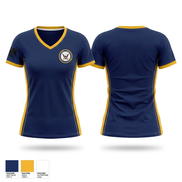 Womens Short Sleeve Vneck Shirt, DELTA FORCE MARINE CADETS, Marines, Teamtime, Team time, sublimation, custom sports apparel, team uniforms, spirit wear, spiritwear, sports uniforms, custom shirts, team store, custom team store, fundraiser sports, apparel fundraiser