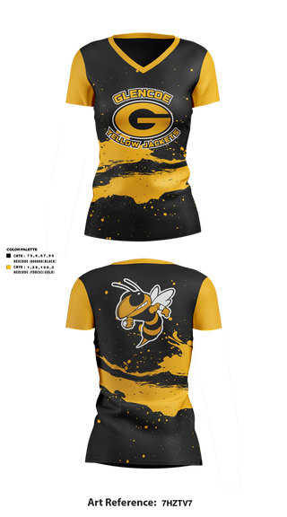 Womens Short Sleeve Vneck Shirt, Glencoe yellow jackets, , Teamtime, Team time, sublimation, custom sports apparel, team uniforms, spirit wear, spiritwear, sports uniforms, custom shirts, team store, custom team store, fundraiser sports, apparel fundraiser