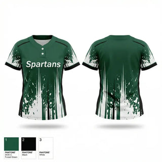 Two Button Softball Jersey, Spartans, Softball, Teamtime, Team time, sublimation, custom sports apparel, team uniforms, spirit wear, spiritwear, sports uniforms, custom shirts, team store, custom team store, fundraiser sports, apparel fundraiser