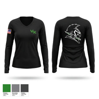 Womens Long Sleeve Vneck Shirt, VMFA-121, Marines, Teamtime, Team time, sublimation, custom sports apparel, team uniforms, spirit wear, spiritwear, sports uniforms, custom shirts, team store, custom team store, fundraiser sports, apparel fundraiser
