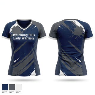 Womens Short Sleeve Vneck Shirt, Watchung Hills Lady Warriors, Softball, Teamtime, Team time, sublimation, custom sports apparel, team uniforms, spirit wear, spiritwear, sports uniforms, custom shirts, team store, custom team store, fundraiser sports, apparel fundraiser