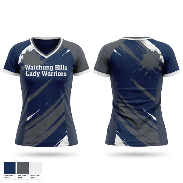 Womens Short Sleeve Vneck Shirt, Watchung Hills Lady Warriors, Softball, Teamtime, Team time, sublimation, custom sports apparel, team uniforms, spirit wear, spiritwear, sports uniforms, custom shirts, team store, custom team store, fundraiser sports, apparel fundraiser