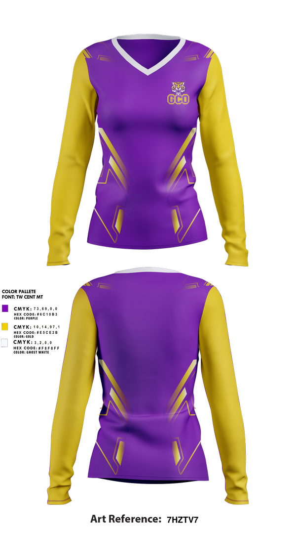 Womens Long Sleeve Vneck Shirt, Gray Court-Owings Football and Cheer, Spirit Store, Teamtime, Team time, sublimation, custom sports apparel, team uniforms, spirit wear, spiritwear, sports uniforms, custom shirts, team store, custom team store, fundraiser sports, apparel fundraiser