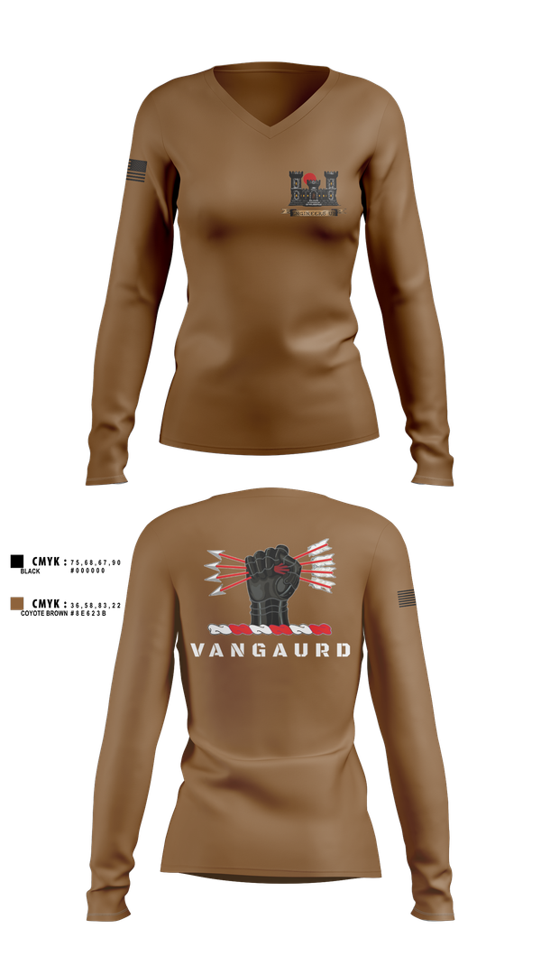 Womens Long Sleeve Vneck Shirt, 1ST PLT 76TH CEC-S, Army, Teamtime, Team time, sublimation, custom sports apparel, team uniforms, spirit wear, spiritwear, sports uniforms, custom shirts, team store, custom team store, fundraiser sports, apparel fundraiser