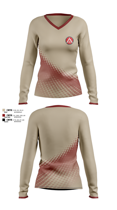 Gracie JiuJitsu Athens 70978792 Women's Long Sleeve V-neck Shirt - 100