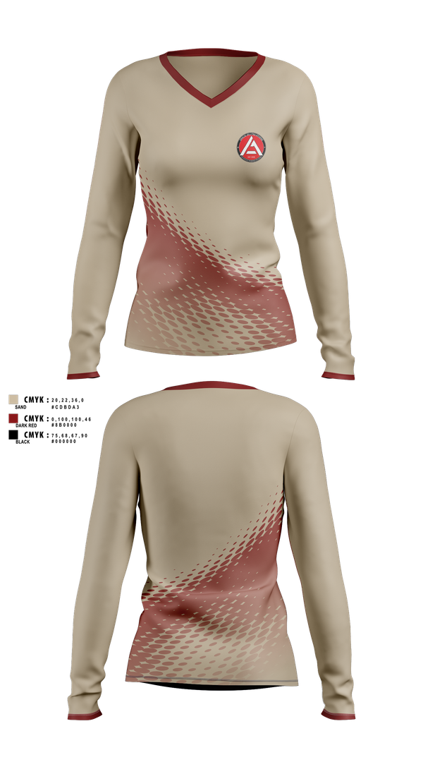 Womens Long Sleeve Vneck Shirt, Gracie JiuJitsu Athens, , Teamtime, Team time, sublimation, custom sports apparel, team uniforms, spirit wear, spiritwear, sports uniforms, custom shirts, team store, custom team store, fundraiser sports, apparel fundraiser