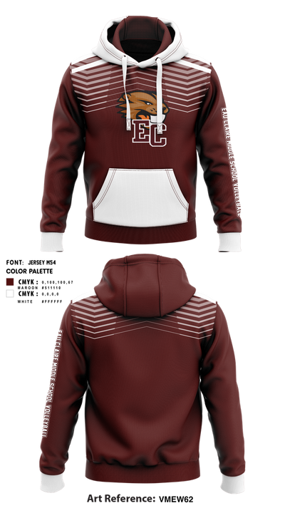 Eau Claire Middle School Volleyball 13905361 Hoodie - 2