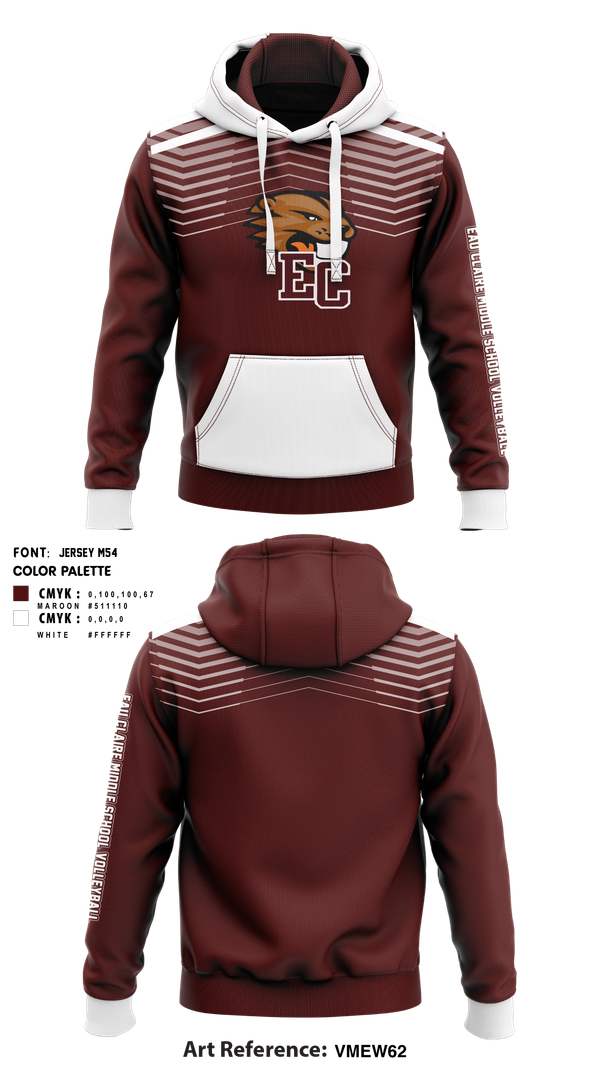 Hoodie, Eau Claire Middle School Volleyball, Women's Volleyball, Teamtime, Team time, sublimation, custom sports apparel, team uniforms, spirit wear, spiritwear, sports uniforms, custom shirts, team store, custom team store, fundraiser sports, apparel fundraiser