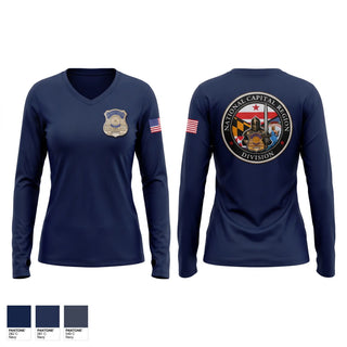 Womens Long Sleeve Vneck Shirt, NCRD Pentagon, Police, Teamtime, Team time, sublimation, custom sports apparel, team uniforms, spirit wear, spiritwear, sports uniforms, custom shirts, team store, custom team store, fundraiser sports, apparel fundraiser