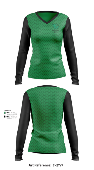 Womens Long Sleeve Vneck Shirt, Weeki Wachee Hornets, Women's Soccer, Teamtime, Team time, sublimation, custom sports apparel, team uniforms, spirit wear, spiritwear, sports uniforms, custom shirts, team store, custom team store, fundraiser sports, apparel fundraiser
